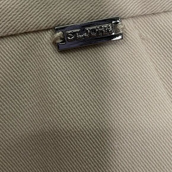 St John Cream Slim Dress Pants w/ Side Zip Closure Front Ankle Slit - Picture 13 of 15